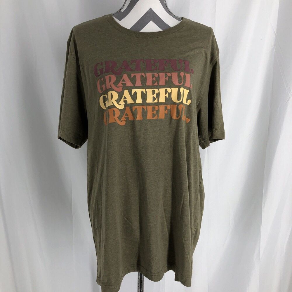 Bella + Canvas Olive Grateful Graphic Tee Size XL